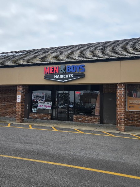 The Men and Boys Haircuts storefront in Crystal Lake